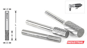 SA Burs - Cylindrical No End Double Cut, Solid Carbide Head Brazed to Steel Shank Bur Bits
