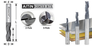 Solid Carbide Spiral CNC Router Bits / End Mills with AlTiN Coating for Steel, Stainless Steel & Non Ferrous Metal
