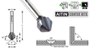 Solid Carbide Double Edge Folding 'V' Groove Router Bits with AlTiN Coating (Aluminum Titanium Nitride) for Shaping Titanium Composite Material (TCM) Panels