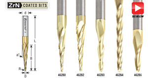 Solid Carbide CNC 2D and 3D Carving Tapered Ball Nose (Conical Ball) & Flat Bottom (End Mill) ZrN Coated Router Bits